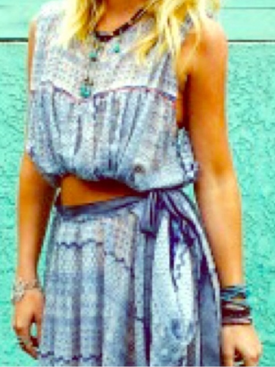 Free People Dresses & Skirts - Free People New Romantics Light Blue Patterned Asymmetrical Dress
